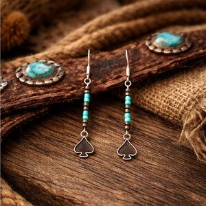 Midnight Turquoise Spade Earrings